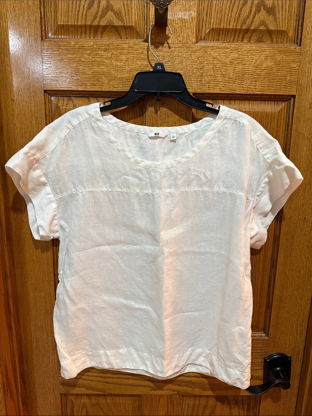 Uniqlo Light Blush Linen Short Sleeve Tee
